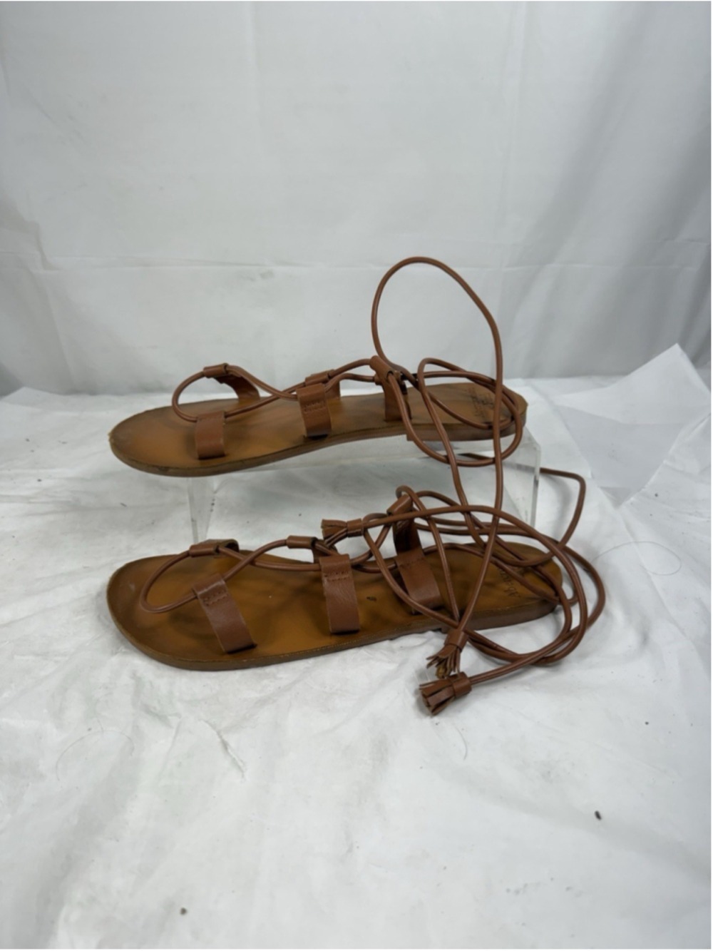 Abercrombie & Fitch Lace Up Gladiator Sandals size 6.5 Brown Strappy Cottagecore - Picture 3 of 15